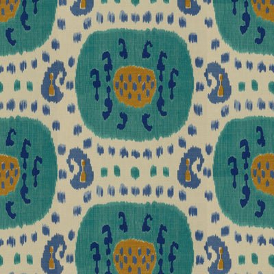 Brunschwig & Fils Fabric BR-71110.248 Samarkand Cotton and Linen Print Aqua/Blue